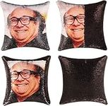 Rackynass Danny Devito Funny Sequin Throw Pillow Cover Magic Reversible White Elephant Gifts Sequin Pillow Case Decorative Cushion Cover Glitter Accent Pillow 16x16 Inches