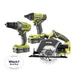 Ryobi R18PDID2CSP-220S 18V ONE+ Cordless Combi Drill, Impact Driver & Circular Saw Starter Kit (2 x 2.0Ah)