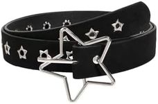 Floerns Women's PU Leather Belt Star Pattern Buckle Belt for Jeans Dress Black suit waist size:29.5-33.5"