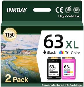 63 63XL Ink Cartridge Combo Pack Replacement for HP Ink 63 HP63XL with OfficeJet 3830 4650 4652 4655 5255 5258 5200 Envy 4510 4512 4520 DeskJet 1110 2130 3630 1112 2132 3632 Printer Black Color Inkjet