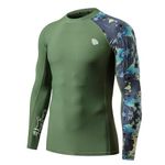 HUGE SPORTS Men's Rash Guard Long Sleeves UPF 50+ UV Sun Protection Quick Drying Splice Compression Swim Shirts, Aborigines, Medium