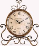 Vintage of world Table Clock Antique Style 10 in dial 6 in Antique Colour Desk Clock Art Unique for Home Office Decor Iron Metal Glass (Antique)