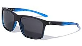 Khan Mens Sports Classic Sunglasses with Mirror Lens (MattBlack/Blue/SmokeLens)