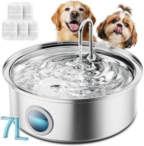 Oneisall Pet Water Fountain with 8Set Filters, 7L/230oz Quiet Dog Water Dispenser, Stainless Steel Dog Fountain with Visual Water Level&4-Layer Filtration for Large Dogs