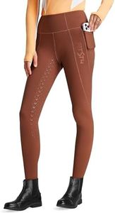 FitsT4 Sports Women's Winter Full Seat Riding Tights Fleece Lined Horse Riding Pants Silicon Grip Horseback Equestrian Breeches Pockets Rust Size L