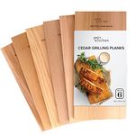 Joeji's Cedar Planks for BBQ Grilling & Unique Food Plating, Set of 6 Pcs Plank of Wood to Infuse Smokey Flavours, Food Safe BBQ Wood Planks Perfect as Fish Smoker or for Slow Cooked Meat