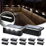 Solpex Solar Deck Lights 12 Pack, Waterproof Led Lights for Outdoor Stairs, Step, Fence, Yard, Patio, and Pathway(Cold White, Black)