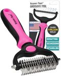 Maxpower Planet Pet Grooming Brush - Double Sided Shedding, Dematting - Undercoat Rake for Dogs - Dog Grooming Brush - Deshedding Brush for Dogs - Dog Brush, Cat Brush, Reduce Shedding by 95%, Pink