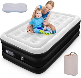 Single Size Air Mattress, Inflatable Bed with Built-in Pump, 3 Mins Quick Self-Inflation/Deflation, Comfortable Blow Up Bed with 1 Inflatable Pillow, for Home Portable Camping Travel, 190x99x46cm