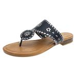 Pierre Dumas Women's Rosetta Slip On Thong Sandal, Black/Pewter, 5 UK