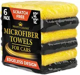 Edgeless Microfiber Towels for Cars – 6pk (12”x12”) - 540 GSM - Super Soft Drying Towels Car Detailing & Buffing – Scratch-Free - Absorbent Microfiber Cleaning Cloths for Cars