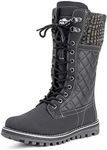 Polar Products Womens Winter Thermal Snow Outdoor Warm Mid Calf Waterproof Durable Boot - Black Leather - US9/EU40 - YC0379