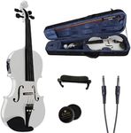 Cecilio 4/4 CVNAE-White Ebony Fitted Acoustic/Electric Violin in Pearl White(Full Size)