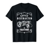 Vintage Funny graphic easily distracted by tractors T-Shirt