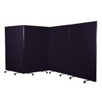 Panelwarehouse Large Mobile Triple Plus Screen Room Divider Partition Offices, Woolmix Fabric Black – 14 Colours