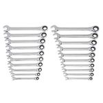 GEARWRENCH 20 Piece Ratcheting Combination Wrench SAE/Metric, Silver - 35720A-02