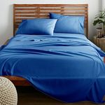 American Home Collection 4 Piece Bedding Sheets & Pillowcases Set - 16 Inches Deep Pocket - Double Brushed Microfiber Bedsheets for Extra Soft - Wrinkle Resistant - Easy Care (Twin, Snorkel Blue)