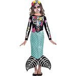 }--------- 1 to OFFICE needs Check -- (PKT) (Fix 2/1000) (9903562) Child Girls Day Of The Dead Mermaid Costume (4-6yr)