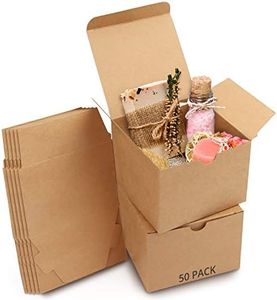 Belle Vous Cajas de cartón Kraft Marrón (Pack de 50) - Medidas 12 x 12 x 9 cm - Caja Kraft de Fácil Ensamblado - Cajas Automontables - Cajitas para Regalos de Fiesta, Cumpleaños, Bodas, Presentes
