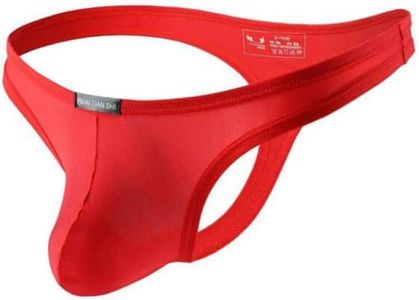 MuscleMate Premium Men's Thong Underwear, No Visible Lines, Men's Thong G-String Underpants, (L, Red)