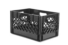 JEZERO Milk Crate for Household Storage: The Ultimate Storage Tote for Groceries, Garages, Kayaking & Outdoor, Stackable Storage | BLACK, Plastic, 13" x 11" x 19”, (MC24)