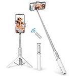 ATUMTEK Selfie Stick Tripod, Extendable 3-in-1 Aluminum Bluetooth Selfie Stick with Wireless Remote for iPhone 14/13/12/11 Pro/XS Max/XS/XR/X/8/7, Samsung, Huawei, LG, Google, Sony Smartphones, White