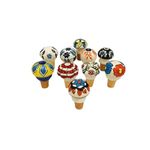 CONNECTING INDIA Handicrafts Ceramic Wood Wine Stoppers || Cork Bottle Sealer Beer Stopper Wine Cap || (Design & Color As per Availibility) Multicolored - Pack of 8