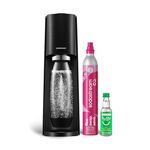 SodaStream Terra Sparkling Water Maker with CO2 Cylinder, 1L Dishwasher Safe Bottle & Bubly Drink (Black)