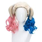 Tsnomore ANDP Movie Suicide Squad Harley Quinn Long Curly Bunches Anime Cosplay Wig