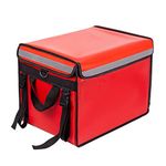 Red Insulated Bags For Food Delivery L - 16.5" x 11.4" x 11.8", Commercial Insulated Food Delivery Bag w/ Divider, Waterproof & Foldable Catering Bag Food Deliveries, Delivery Pizza Bags 10 Inches