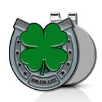 ClubSmith® Lucky Golf Ball Marker with Magnetic Hat Clip, Irish Clover & Shamrock, Premium Alignment Putting Mark, Funny Golf Accessories & Gifts for Men and Women (Horseshoe Clover)