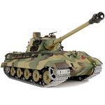 Modified Edition 1/16 2.4ghz Remote Control German King Tiger Henschel Tank Model(360-Degree Rotating Turret)(Steel Gear Gearbox)(3800mah Battery)(Metal Tracks &Sprocket Wheel & Idle Wheel)