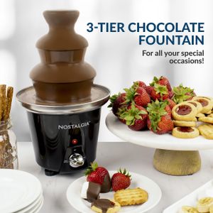 Nostalgia 3-Tier Chocolate Fountain – Stainless Steel Fondue Machine