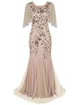 PrettyGuide Women's Evening Dress 1920s Sequin Deco Mermaid Hem Maxi Long Ball Gown L Champagne