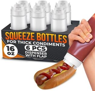 Set of 6 Condiment Squeeze Bottle 16 oz – Easy-to-Fill Clear Sauce Bottle with Self-Closing Valve | Durable, Reusable, Mess-Free Design – Ready-to-Dispense for Dressings, Ketchup, Mustard and More