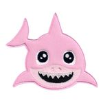 PatchMommy Shark Patch, Iron On/Sew On - Embroidered Applique Motif for Children Kids Baby (Pink)