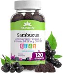 Black Sambucus Elderberry Gummies for Kids – Immune Support Supplement with Vitamin C and Vitamin D3 for Immunity Boost – Vegetarian, Non-GMO, Gluten Free, Nut and Dairy Free – 120 Gummies (Pack of 1)