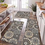 Bsmathom Farmhouse Kitchen Rug Sets 3 Piece, Non Slip Kitchen Rugs and Mats Set, Boho Kitchen Mats for Floor, Vintage Washable Kitchen Floor Rugs for Hallway Laundry Room