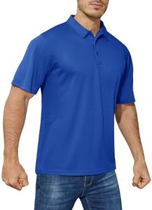 CRYSULLY Polo Shirts for Men Golf Shirt Short Sleeve Tactical Performance Polo T Shirts Dry Fit for Work, Fishing, Hiking Color Blue M