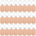 24 Pcs Wooden Key Chain Blank Wooden Keyring with Split Ring for Craft Diy Rectangle Oval Wooden Key Ring for Diy Crafts Party Fillers for Kids Party Bags Christmas Decorations Ornaments (Oval)