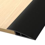 Floor Transition Strip Vinyl Door Threshold Flooring Transition Strip Self Adhesive Carpet Edging Strip for Laminate Doorway Edge Threshold from 2/5" to 3/5" (Black, 3.3 Ft)