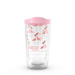 Tervis Bouffants and Broken Hearts Flower Power Flamingo Insulated Tumbler, 16oz, Classic