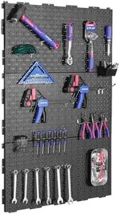 WORKPRO Metal Pegboard 16”x 32” Steel Panel with Round Holes & Vertical Slots 3-Pack, Black Heavy Duty Garage Peg Board Wall Pegboard for Wood Working Work Shop, Craft Room Organization