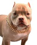 PP COLOR Gold Chain Dog Collar-3/4 width Cuban Link Dog Necklace, Cute Fashion Pet Collar for Pit Bulldog, Light Metal Jewelry Chain Puppy Accessories 20"