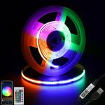 RGB Led Strip Lights - 5V USB RGB Led Strip with APP+Remote Control, Music Sync COB LED Strip, 5ft Color Changing Strip Lights for TV, PC, Car, Camping, Party, DIY Decoration