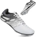 THESTRON Men Women Kids Track and Field Shoes Professional 8 Spikes Running Racing Sneakers Breathable Lightweight Sprinting Shoes (11.5,Light Grey)