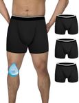 TIICHOO Washable Incontinence Underwear for Men with Front Fly Mens Leakproof Underwear 3 Pack(3 Black, Medium)