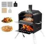 Pizzello Outdoor Pizza Oven 16" Large Wood Fired 2-Layer Pizza Ovens with Pizza Stone, Pizza Peel, Grill Grate, Oven Cover, Outside Pizza Maker for Camping Backyard BBQ, Pizzello Grande 16