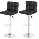 BestOffice Counter Height Bar Stools Set of 2 PU Leather Swivel BarStools for Kitchen Stool Height Adjustable Counter Stool Barstools Dining Chair with Back (Black)