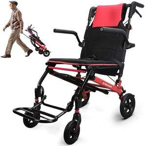 Wheelchairs for Adults Transport Chair Lightweight Foldable with Telescopic Handle, 18-Inch Seat Width Portable Folding Travel Wheel Chairs for Seniors
